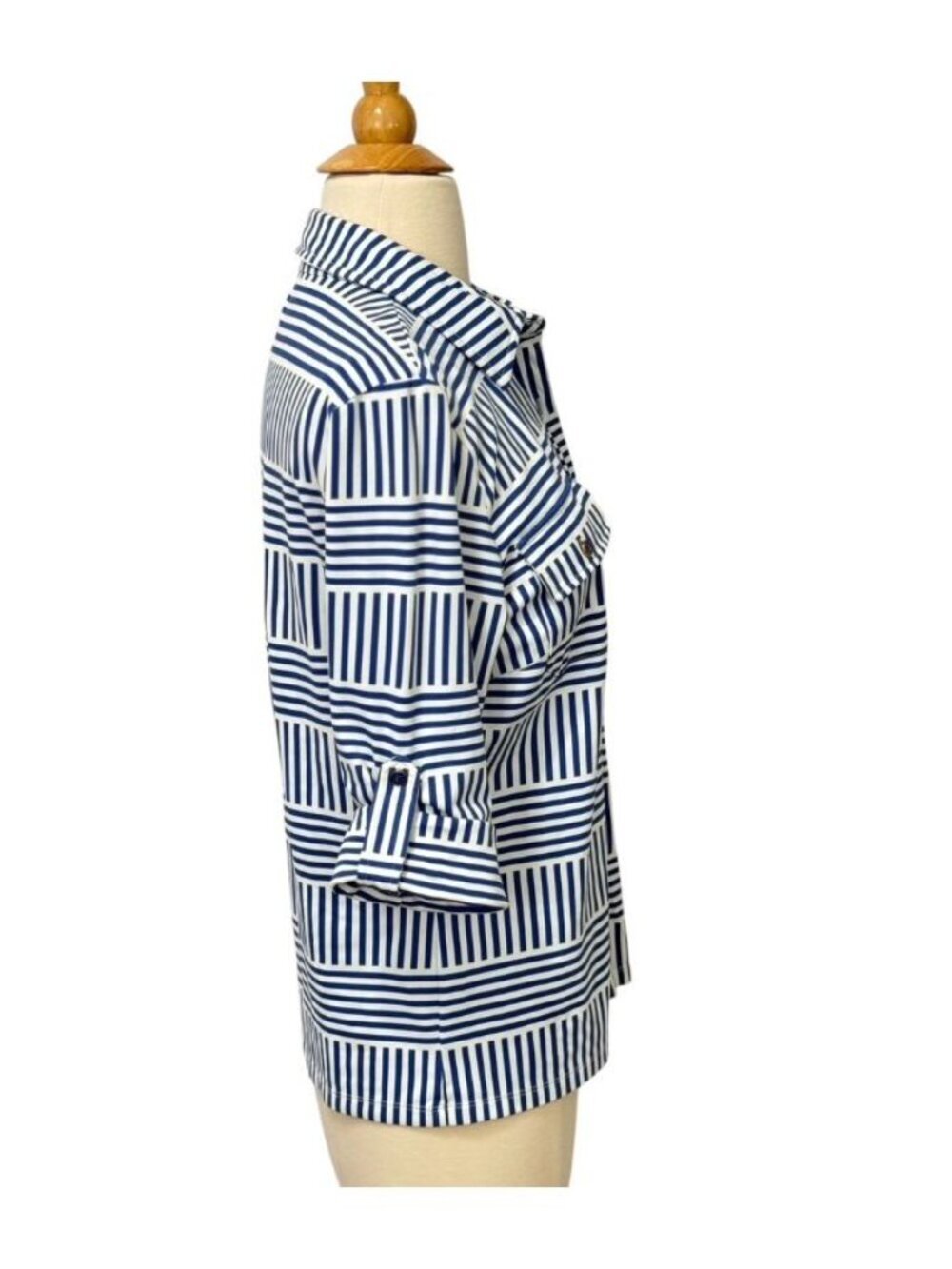 J. McLaughlin Womens Monroe Top Button-up Roll Tab Sleeves Catalina Cloth Size S - Picture 4 of 11